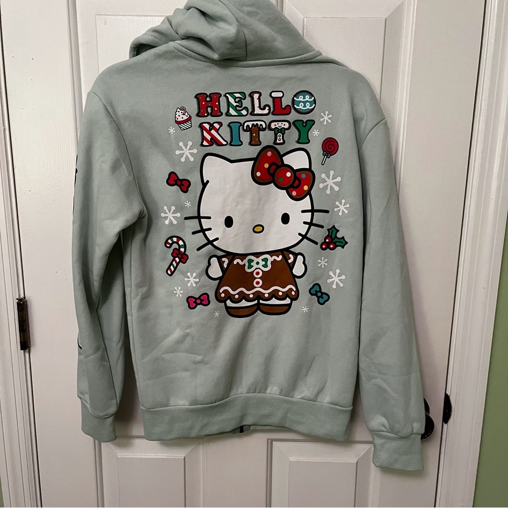 NWT Aeropostale‎ Hello Kitty Christmas Blue Full Zip Hoodie Sweatshirt (size XS)